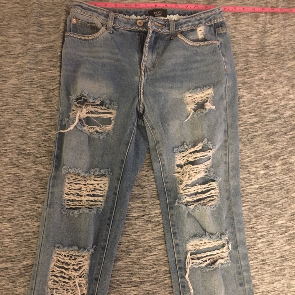 Distressed vici skinny jeans